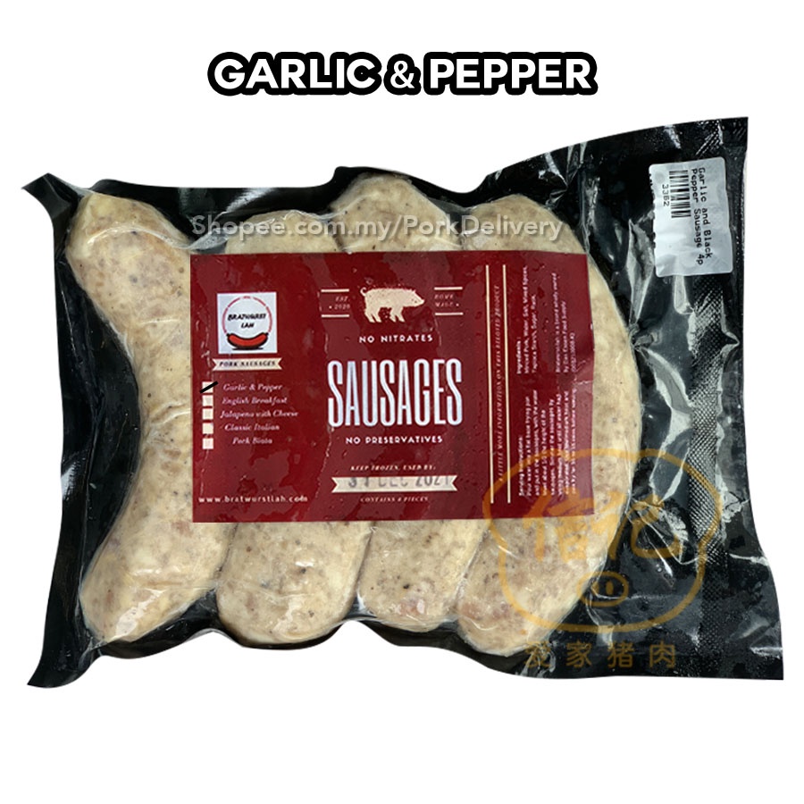 Bratwurst Lah Garlic & Pepper Sausages 500g